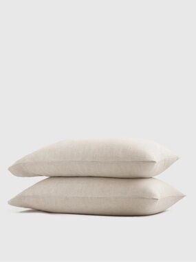 QUINCE European Linen Pillowcase Set Standard Natural Chambray 8025
